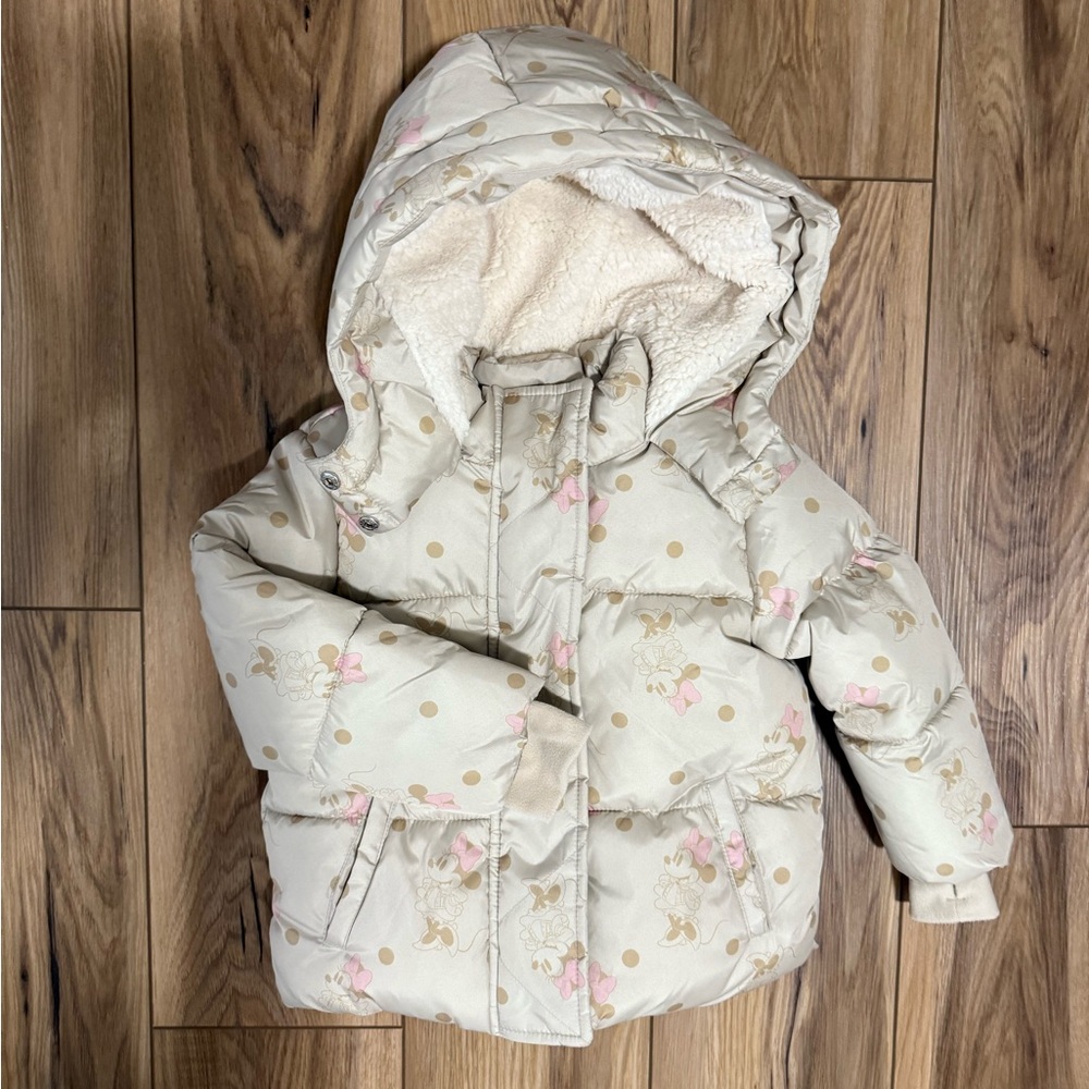 GAP Disney Beige and Pink Puffer Jacket